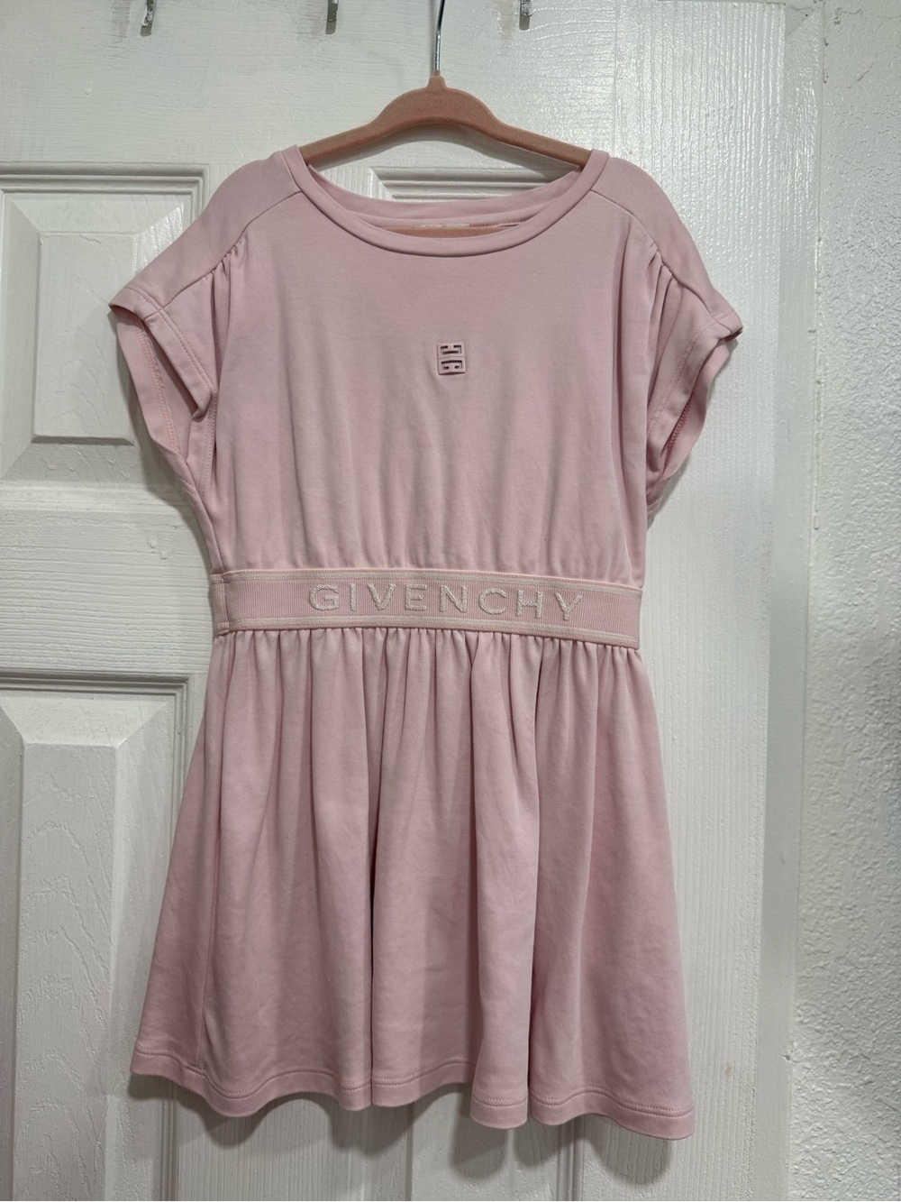 Givenchy Light Pink Logo Waistband Cotton Dress